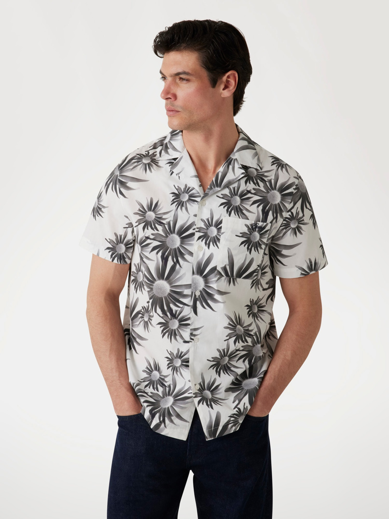 SHIRT SHORT SLEEVE - BIG DAISY FLOWER BLK