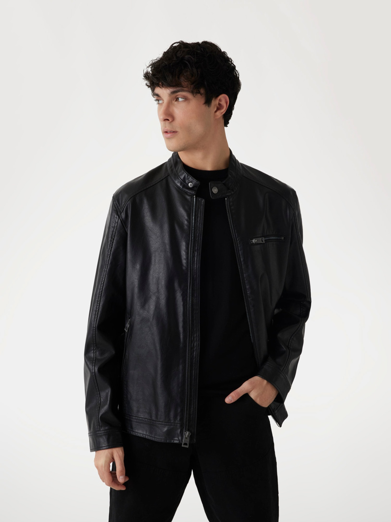 LEATHER JACKET - JET BLACK A996