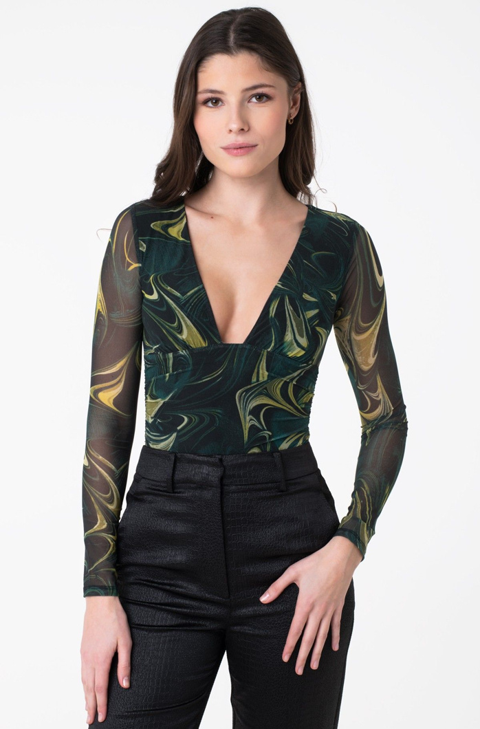 BODY TOP - DARK MARBLE PRINT GR