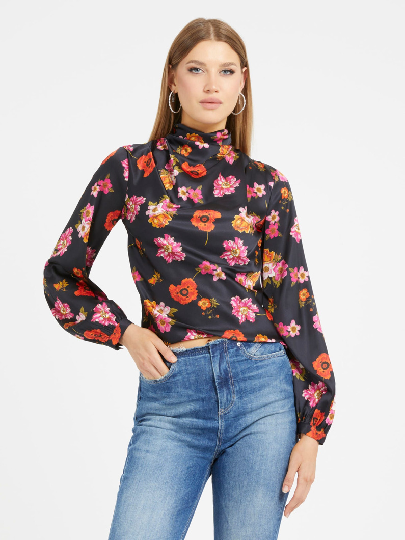 BLOUSE - FLORAL BLACK GROUND