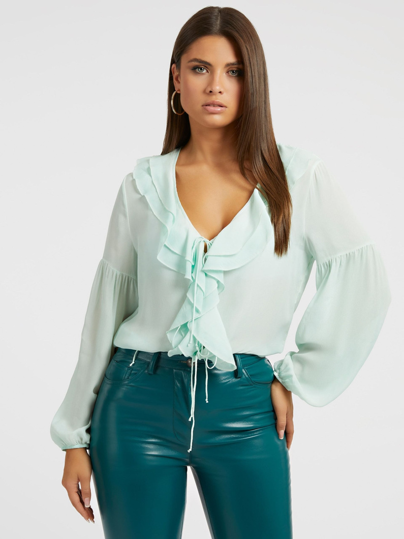 BLOUSE - SOFT AQUA MULTI