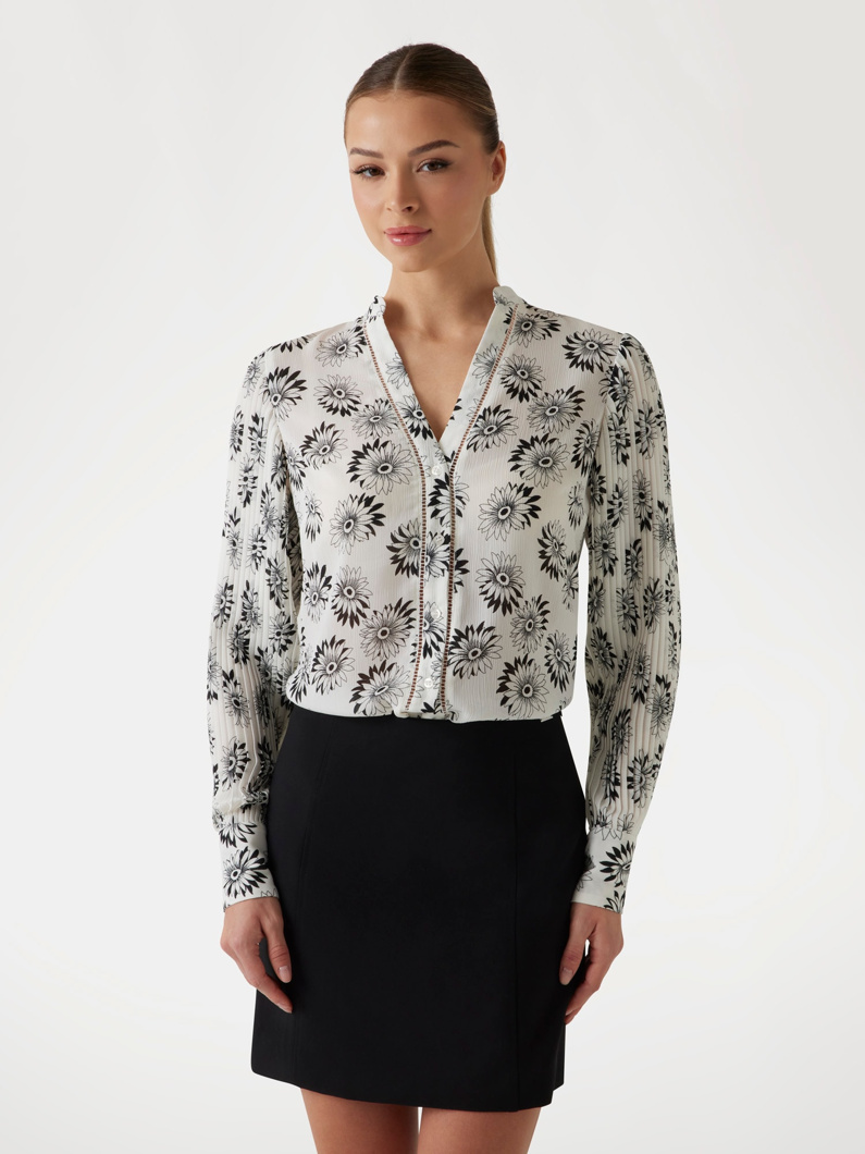 TOP - AOP DAISY FLOWER WHT