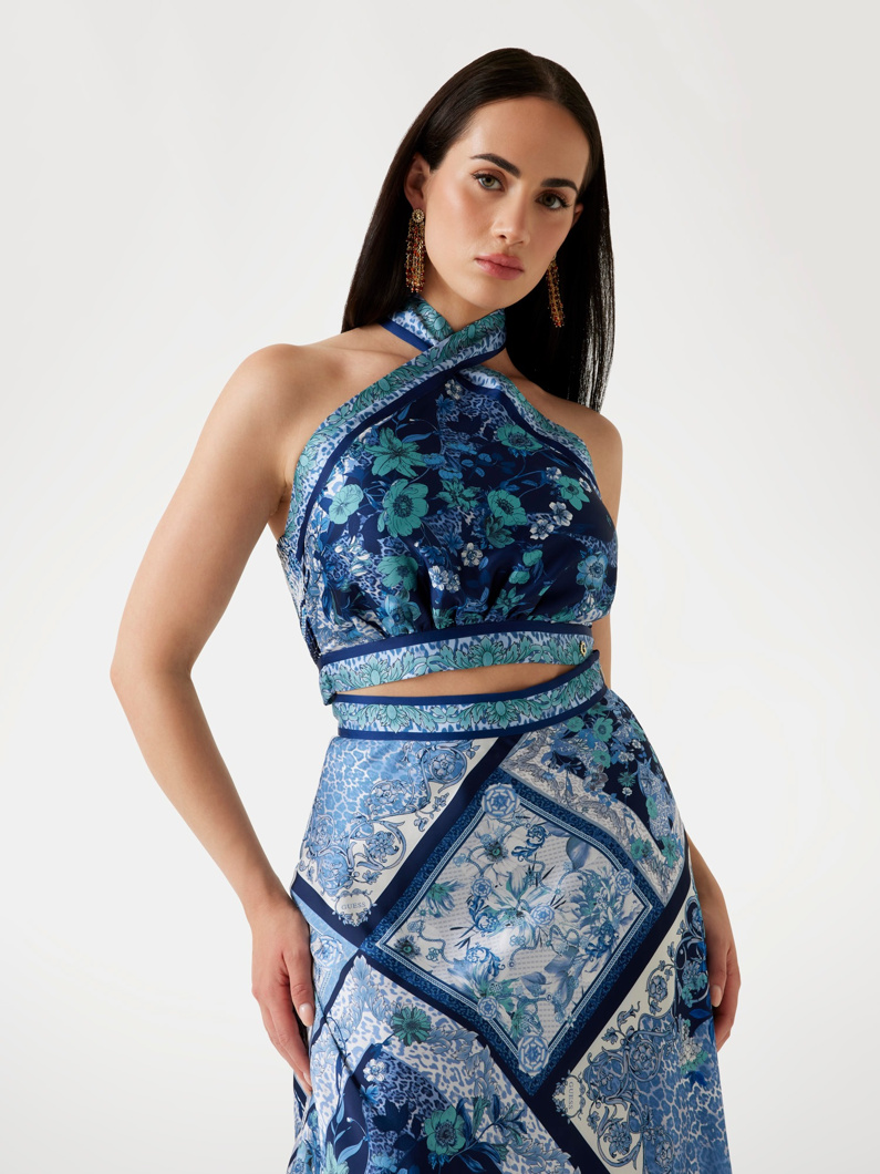 TOP - AQUA FLOWER PATCHWOR