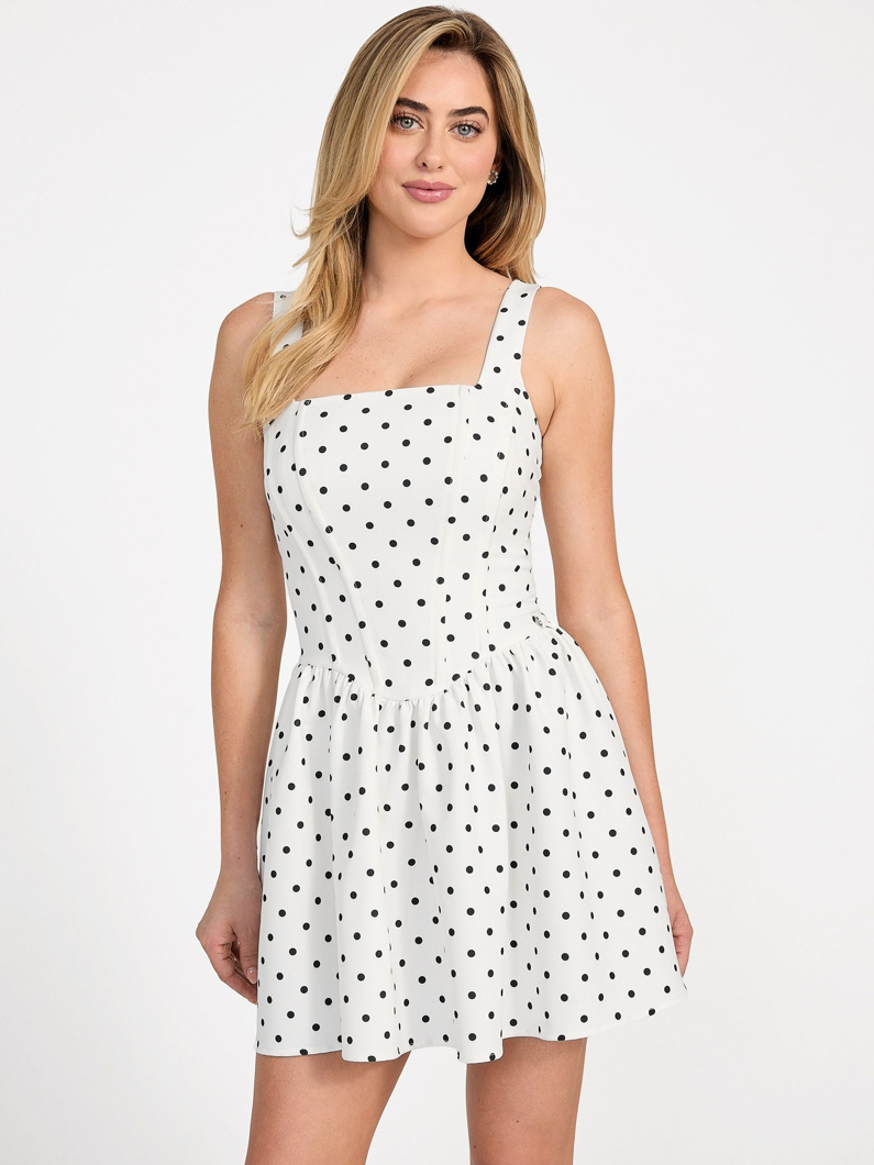 DRESS - MIDI WHITE BASE DOTS