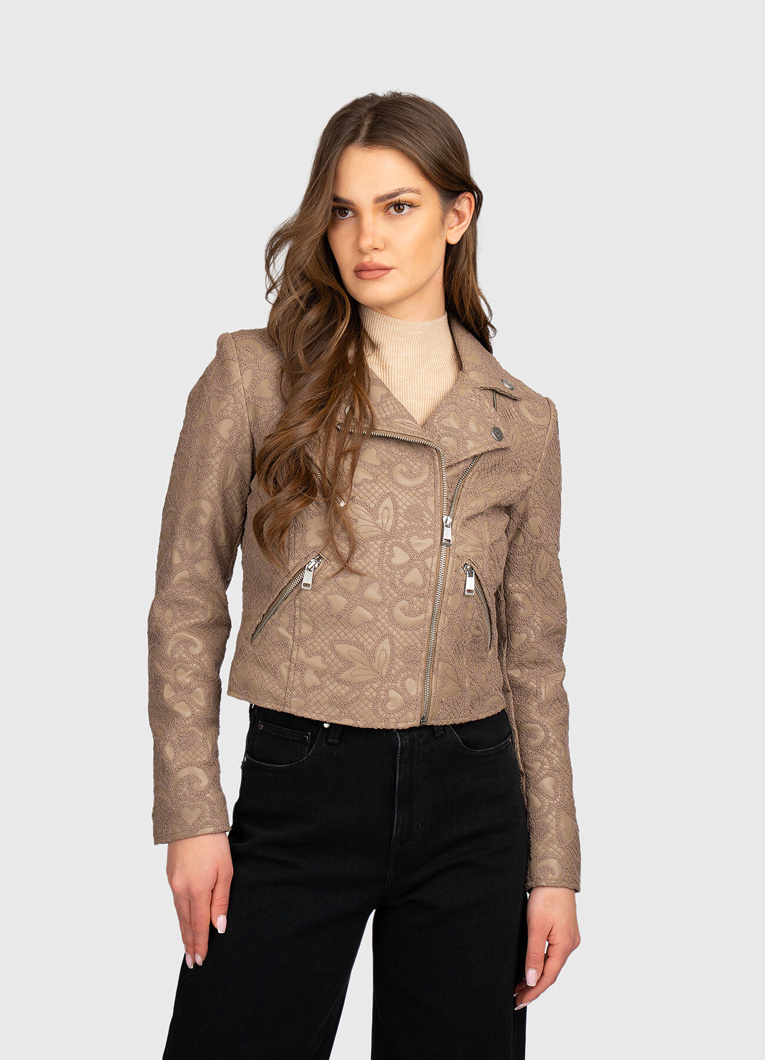 MOTO JACKET - SILK TAUPE MULTI