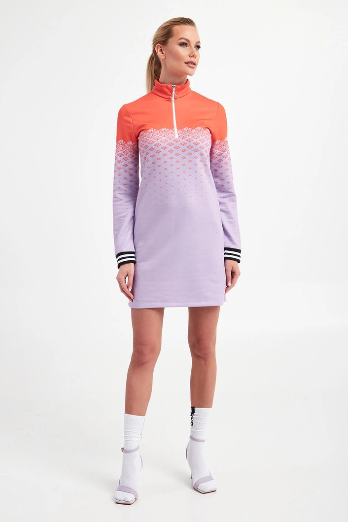 DRESS - BROWN/YELLOW MULTICOL