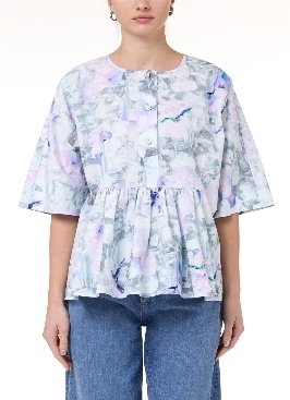 BLOUSE - PURPLE BACKGROUND PRINT