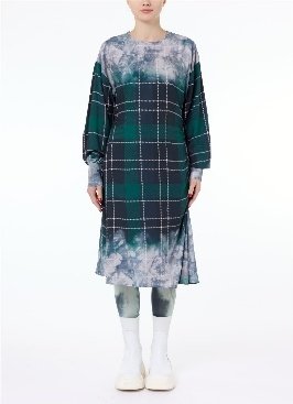 DRESS - GREEN/BLACK SQUARE