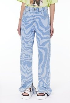JEANS - WHITE/BLUE BACKGROUND PRINT