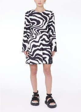 DRESS - WHITE/BLACK BACKGROUND PRINT