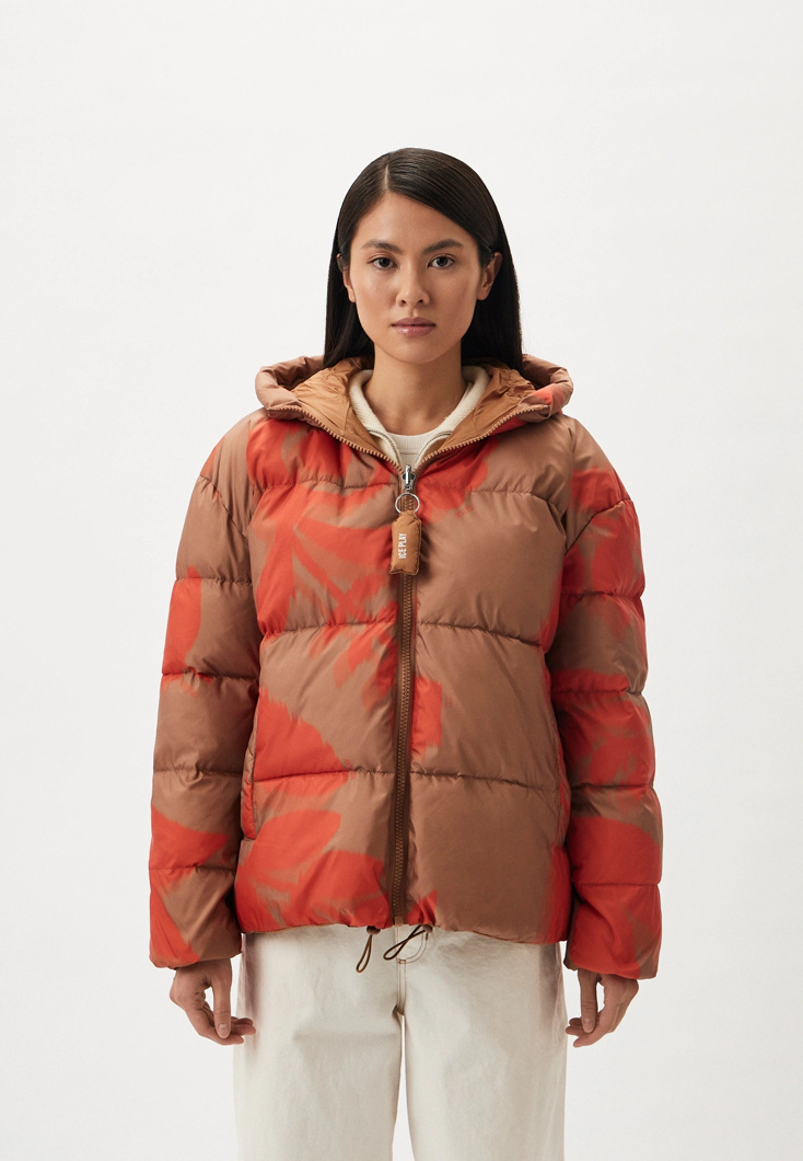 DOWN JACKET - BLACK/BROWN BACKGROUND PRINT