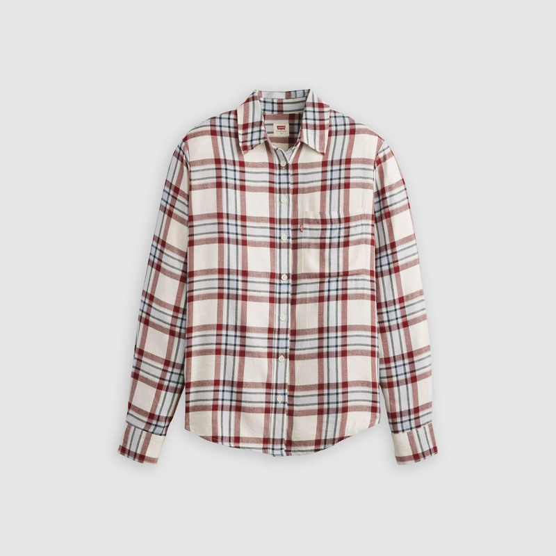 SHIRT LONG SLEEVE - SHANIA PLAID EGRET