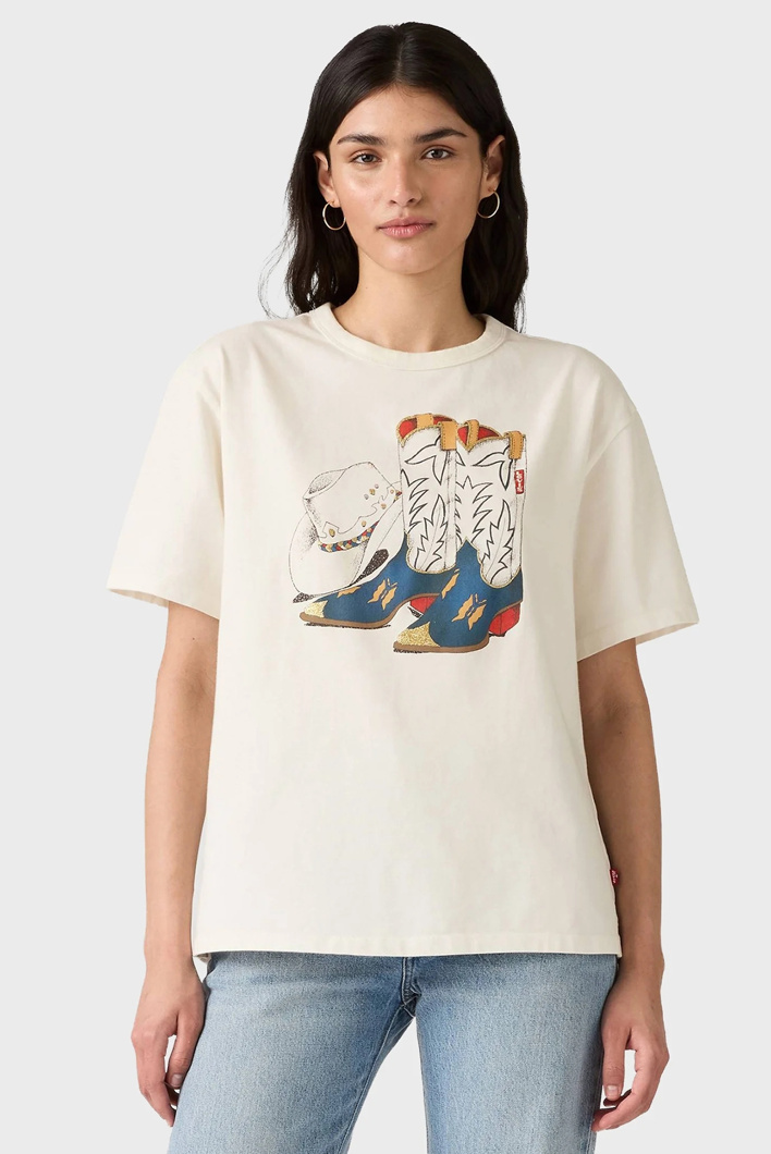T-SHIRT - COWBOY BOOT AND HAT EGRET
