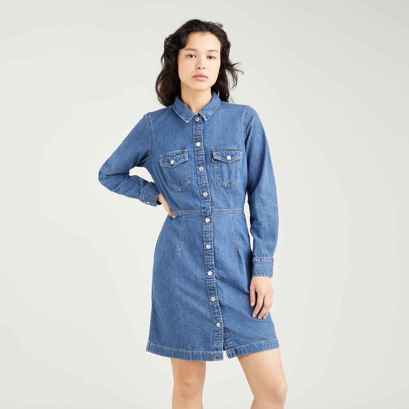 JEANS DRESS - ELLIE DENIM DRESS MID MARBLE X