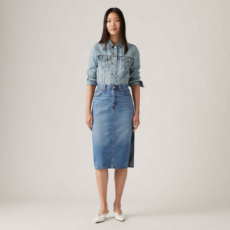 JEANS SKIRT - MED INDIGO WORN IN