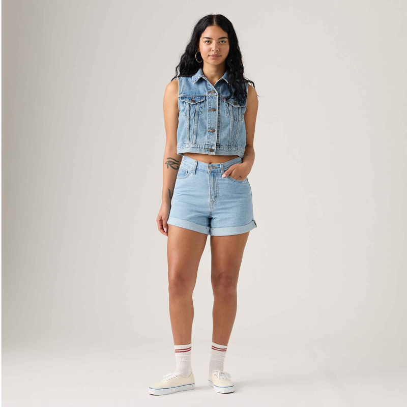 JEANS SHORTS - LIGHT INDIGO - WORN IN