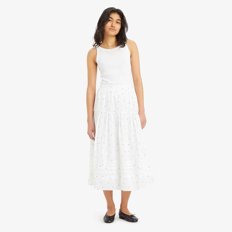 SKIRT - ANTHEA FLORAL BRIGHT WHITE