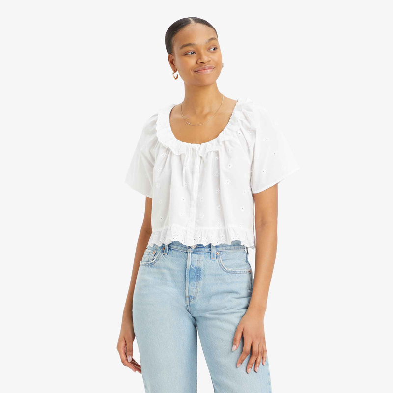BLOUSE SHORT SLEEVE - BRIGHT WHITE