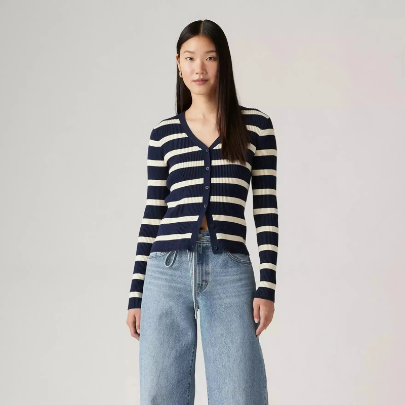 CARDIGAN - REDWOOD STRIPE NAVY BLAZER