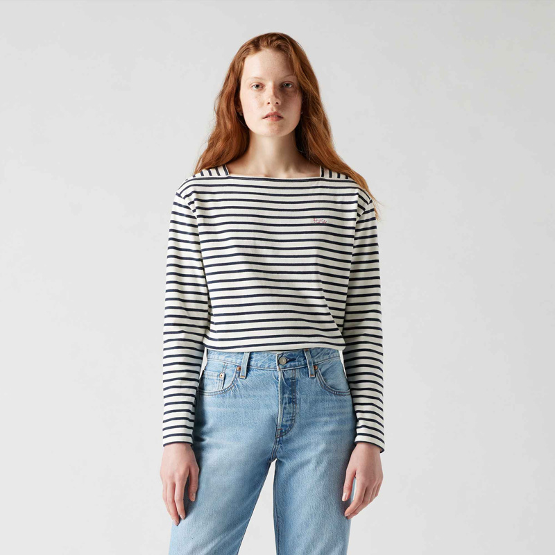 T-SHIRT LONG SLEEVE - OPEN WATER STRIPE NAVY BLAZER PARIS