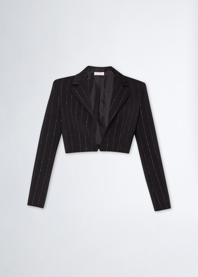 BLAZER - NERO/GLITTER ARGENTO