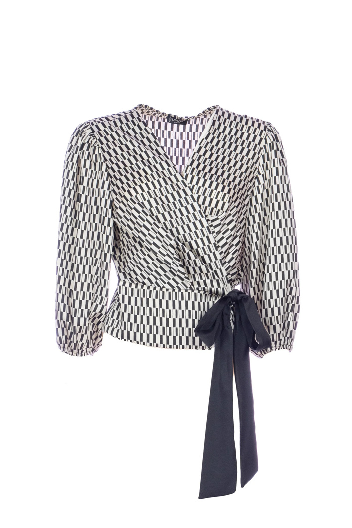 BLOUSE - BLACK&WHITE CHEVRON