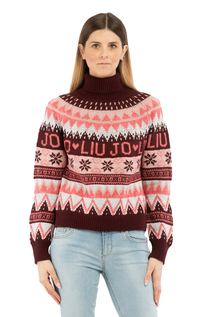 SWEATER - BORDEAUX/ROSA/SILVER