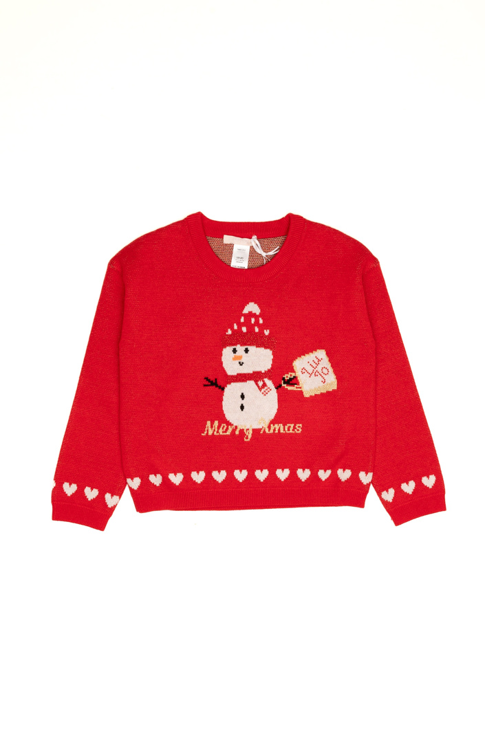 SWEATER - RED TANGO/SNOWMAN