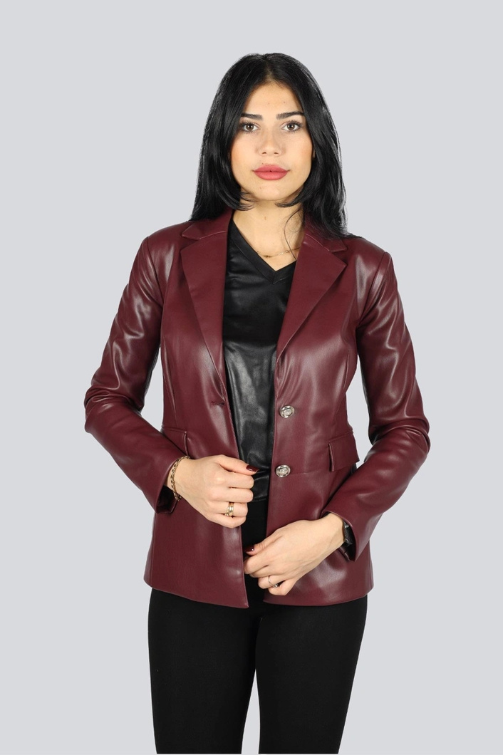 LEATHER JACKET - RED AUBERGINE