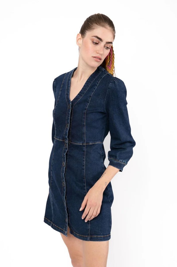 DRESS - DEN.BLACK FURDETAIL