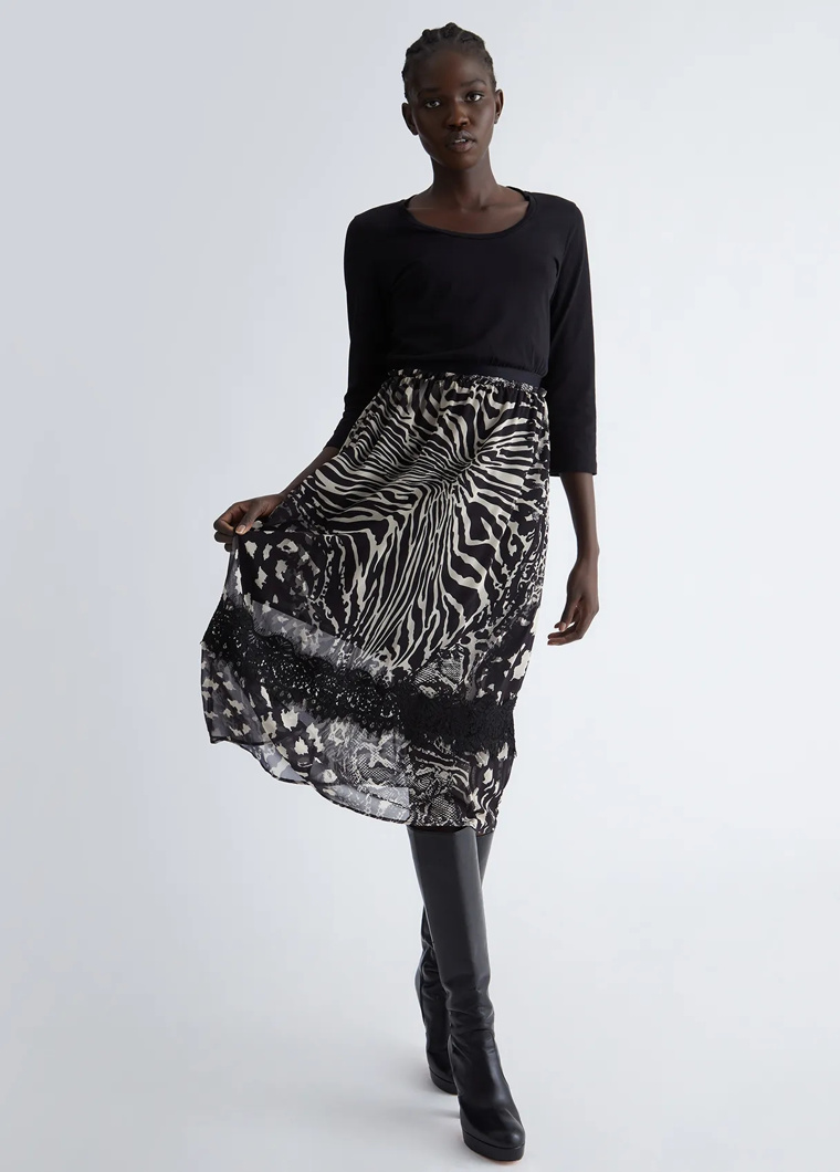DRESS - NERO/MIXED ANIMALIER