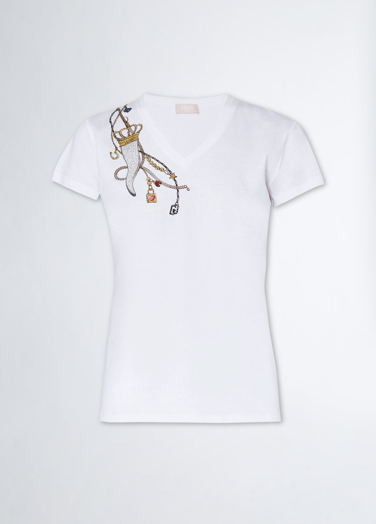 T-SHIRT - BIANCO LUCKY CORNET