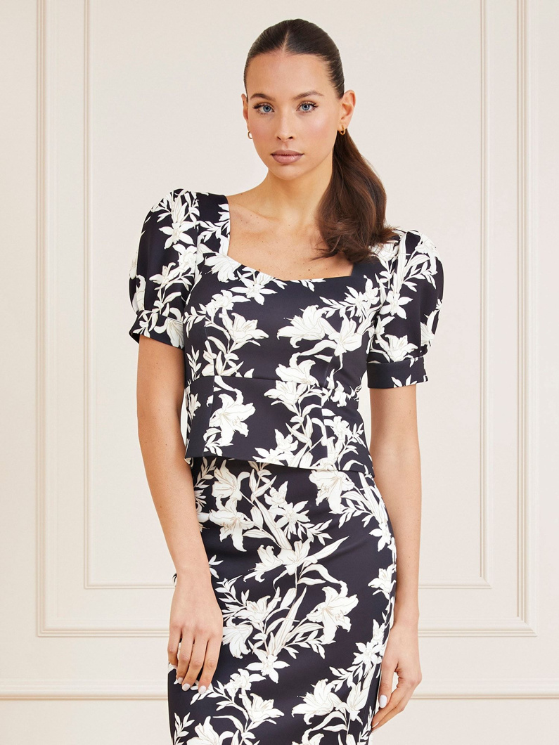 TOP - SUNBURST BLACK PRINT