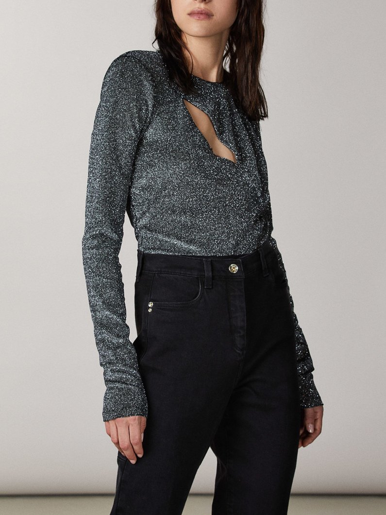 BODY TOP - SILVER GLITTER