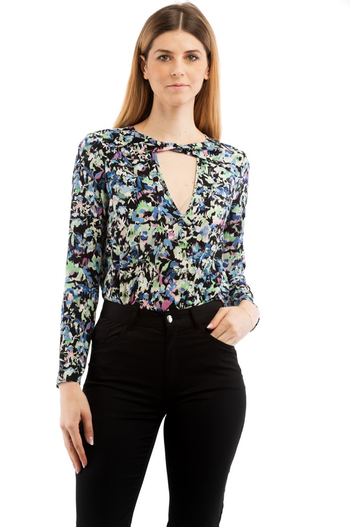 TOP LONG SLEEVE - BLUE GREEN FLOWER