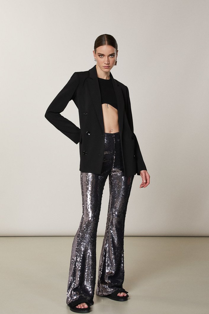 TROUSERS - BLACK SILVER SEQUINS