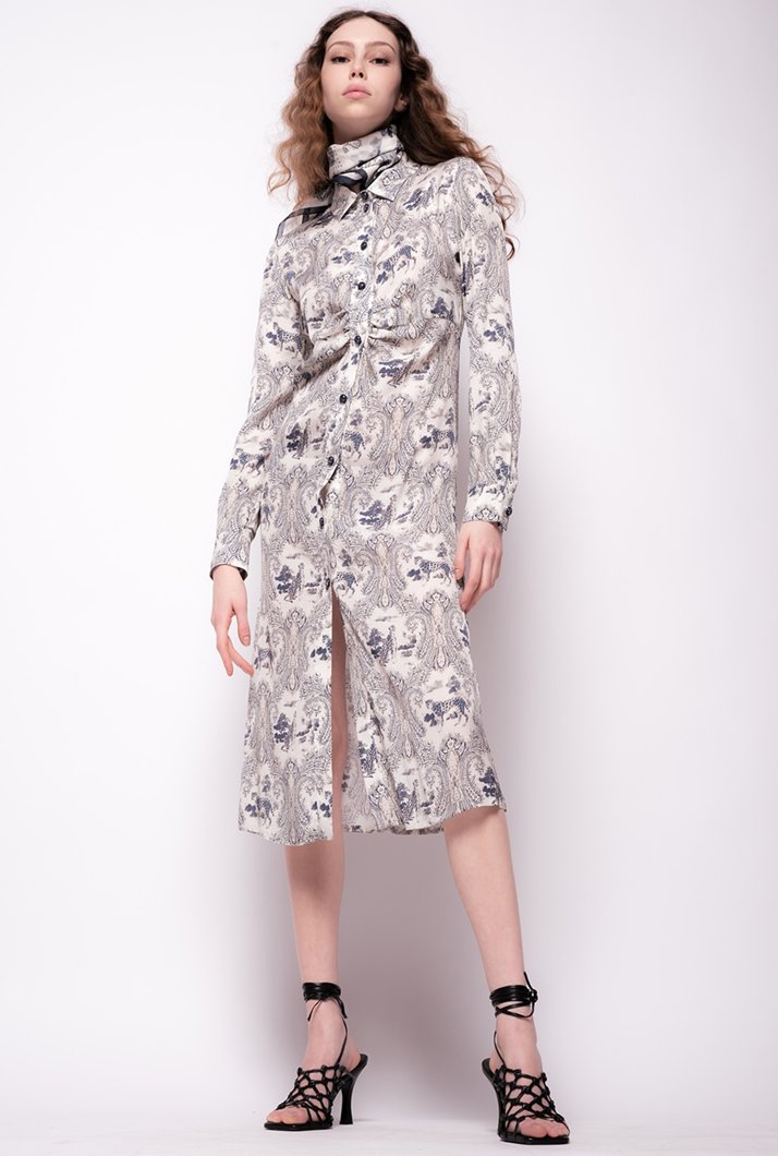 DRESS - ECRU/BLU
