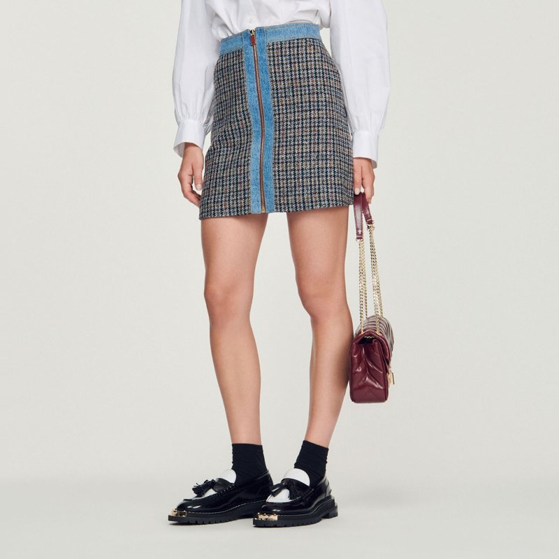 SKIRT - BLU / BEIGE