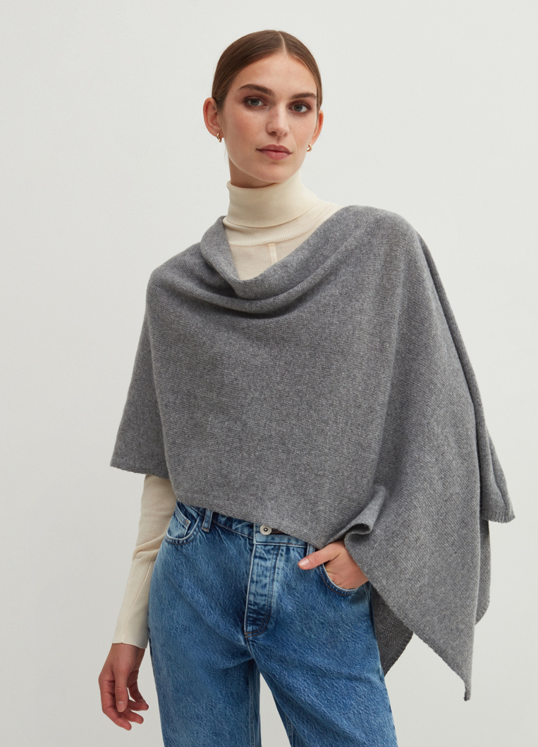 PONCHO - LIGHT GREY MEL