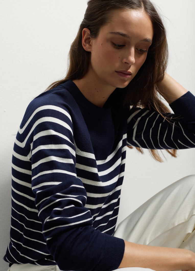 SWEATSHIRT - NAVYBLUE WHITE