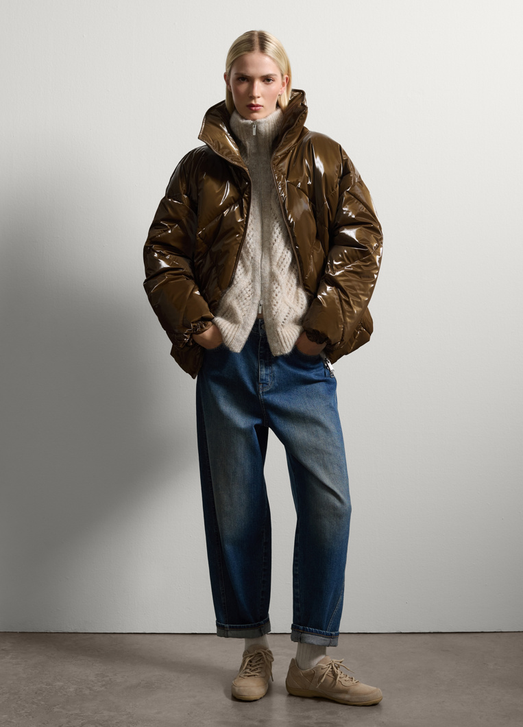 PADDED SHORT JACKET - FONDUE FUDGE