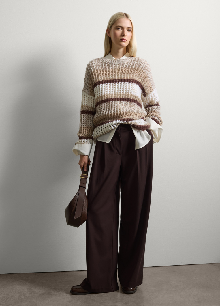 SWEATSHIRT - BEIGE STRIPED WHITE
