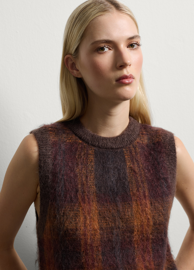 VEST - BROWN CHECK ORANGE