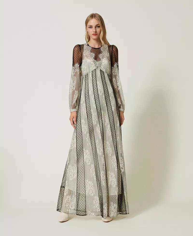 DRESS - PIZZO BIC.AVORIO/NERO