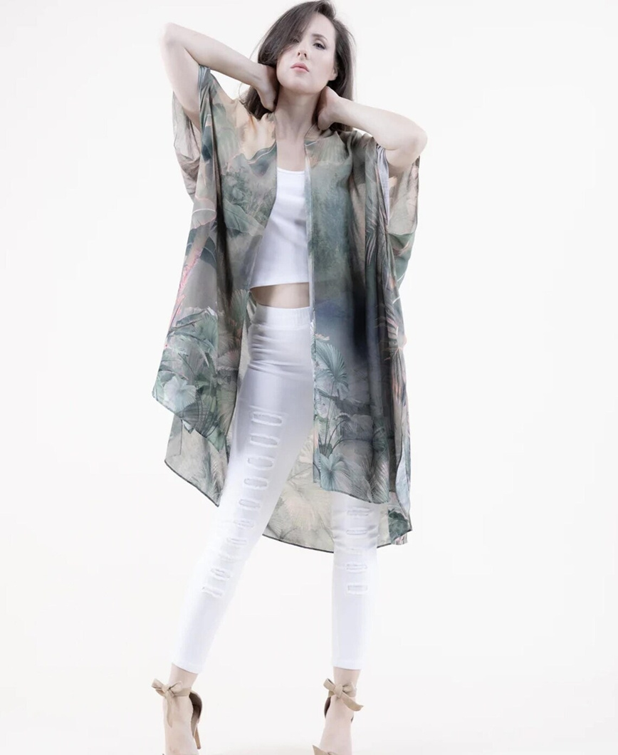PONCHO - ST.JUNGLE ALLOVER LIME